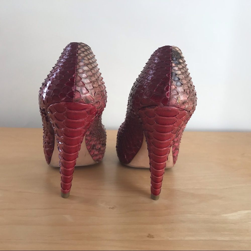 Oscar de le Renta Two-Tone Python Pumps - Picture 4 of 8